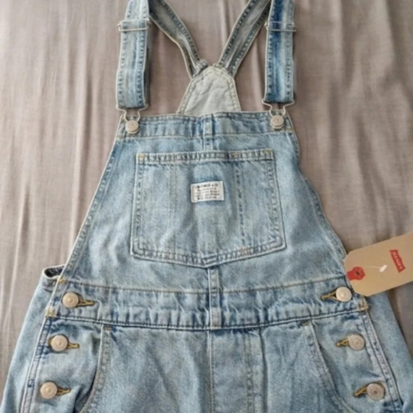 Levi's Loose Fit Overalls Light Wash Denim Jeans Jumpsuit 90s Romper Pants - Picture 9 of 14